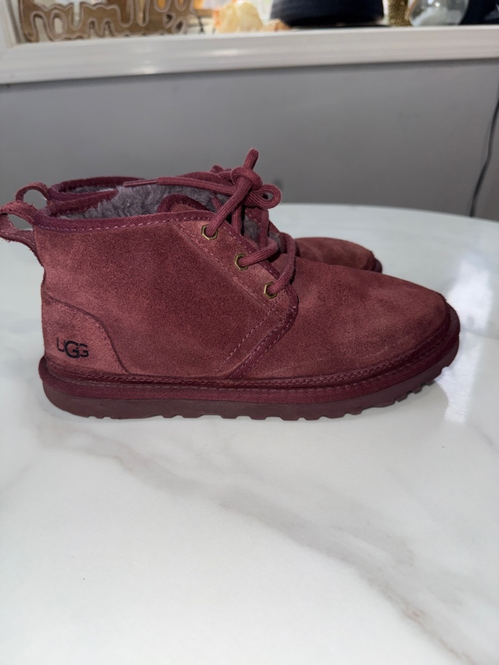 UGG Wine Suede Sheepskin-Lined Lace-Up Chukka Boots - Picture 4 of 7